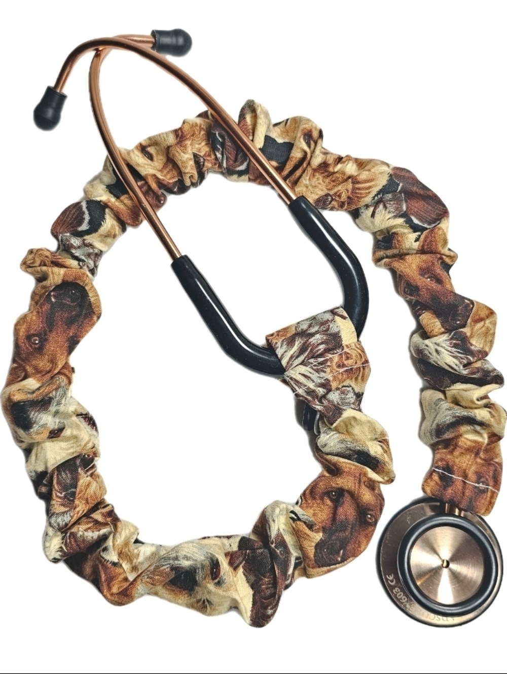 Handmade Unisex Dog Pack Print Brown Stethoscope Sleeve: Washable Cotton Cover